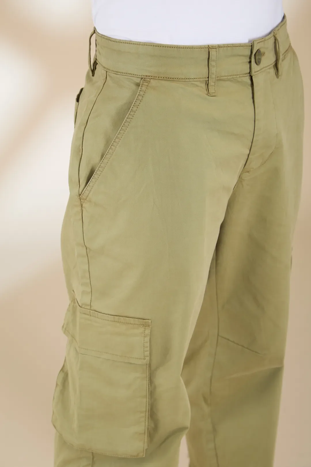 Olive Loose Fit Cargos for Men By Being Human Clothing - Image 3