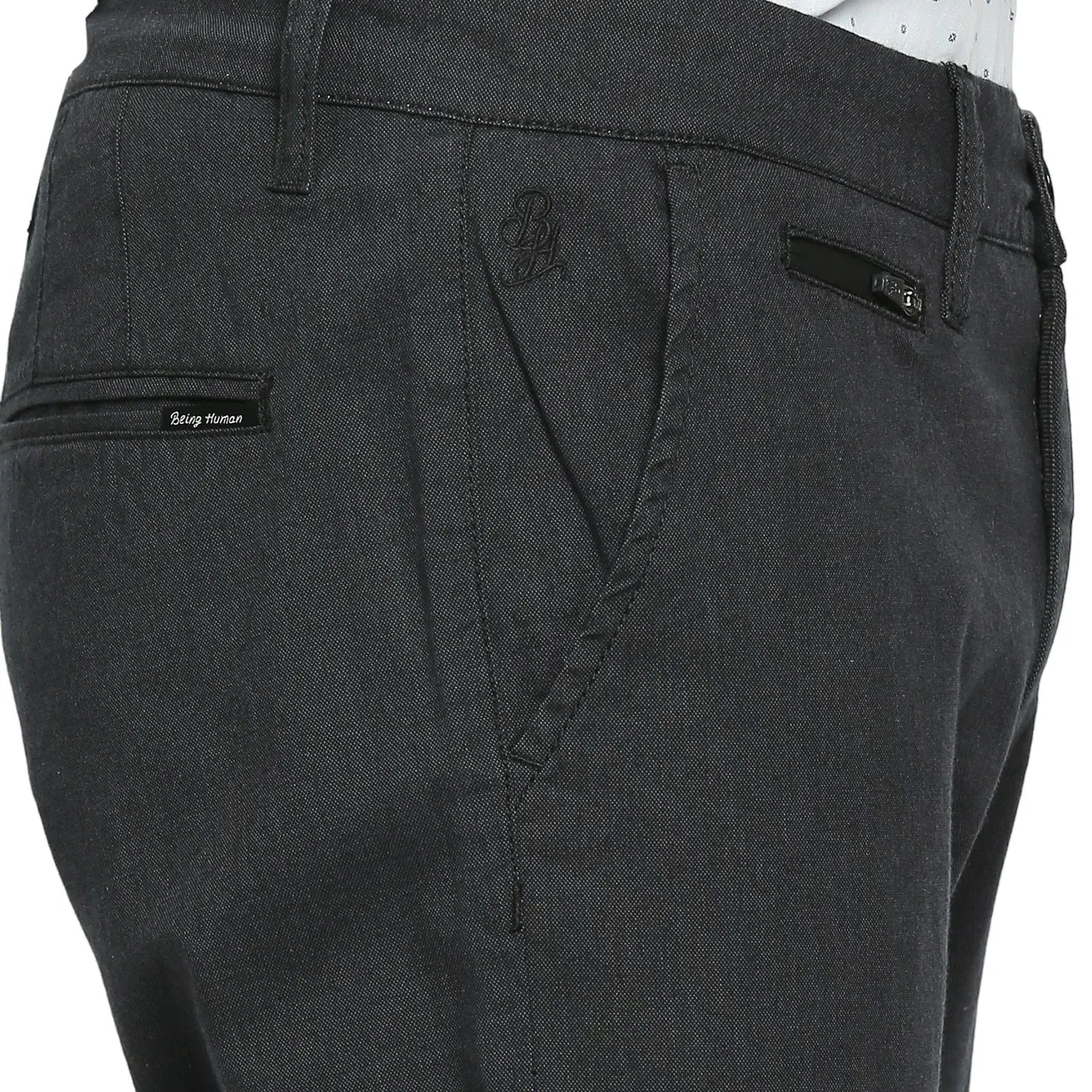 Black Slim Fit Men's Chinos by Being Human Clothing - Image 5