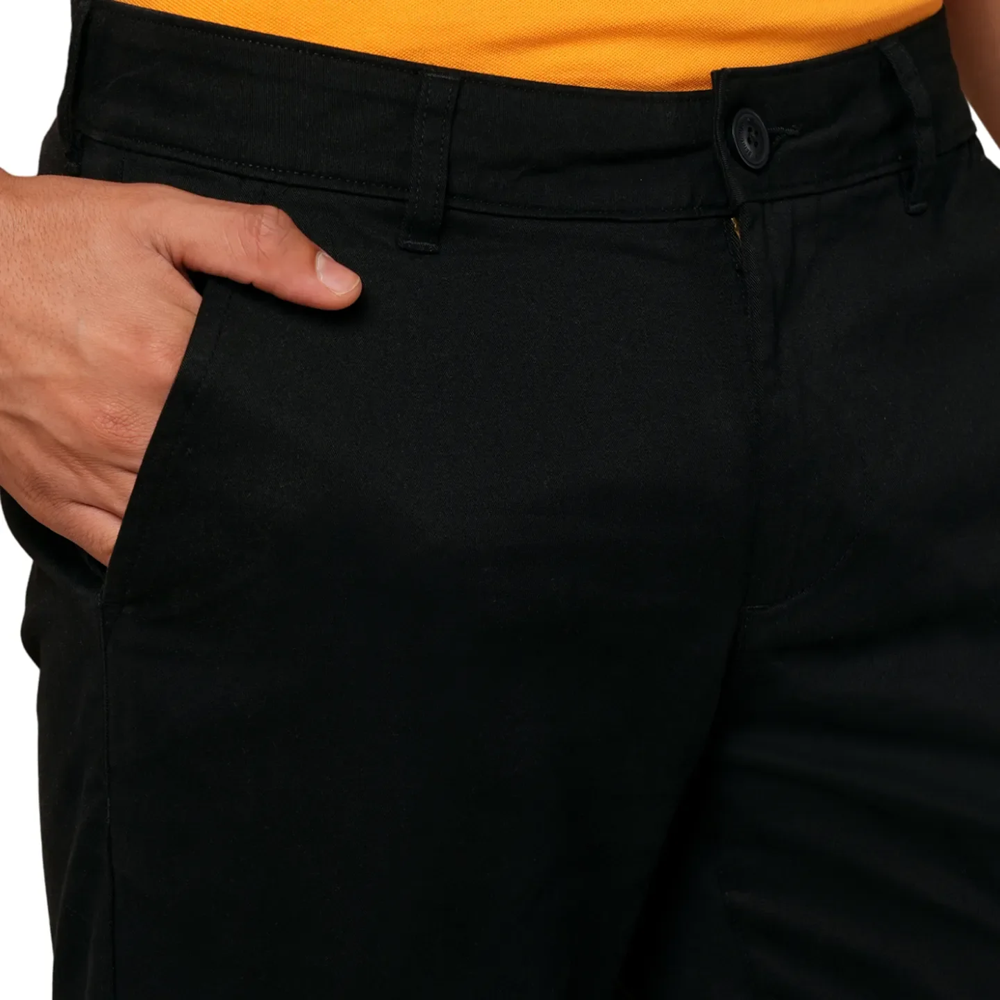 Black Slim Fit Chinos For Men By Being Human Clothing - Image 4