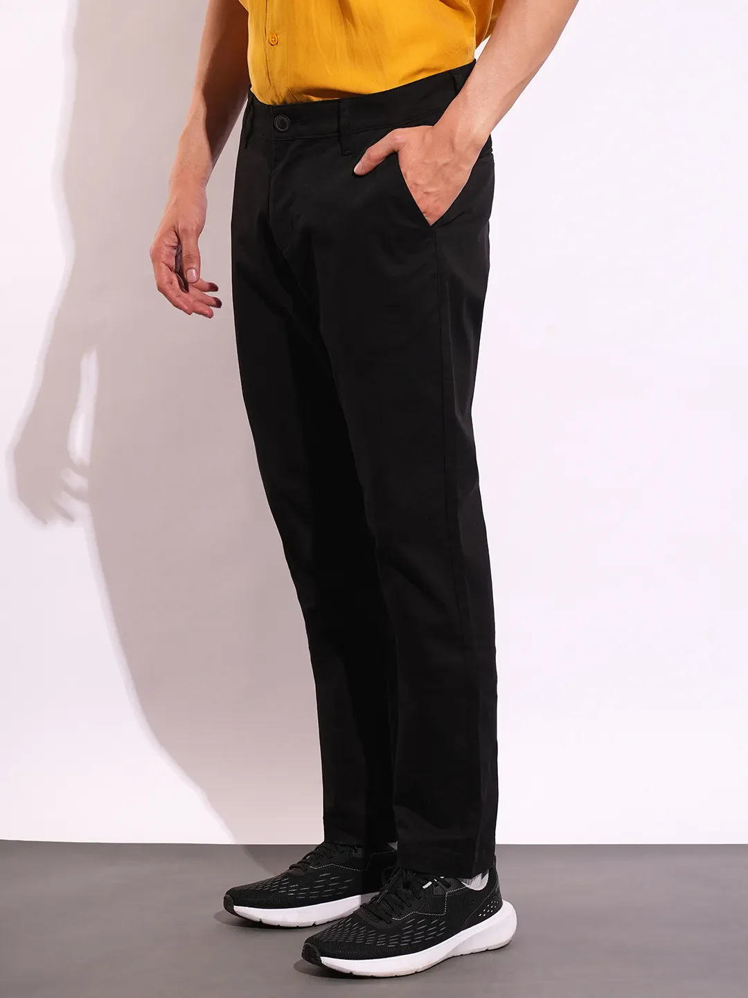 Black Slim Fit Men's Chinos by Being Human Clothing - Image 2