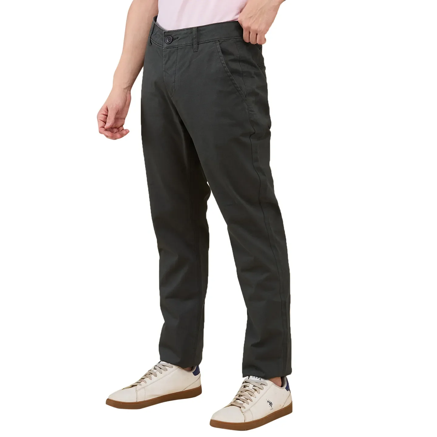 Bottle Green Slim Fit Chinos For Men By Being Human Clothing - Image 4