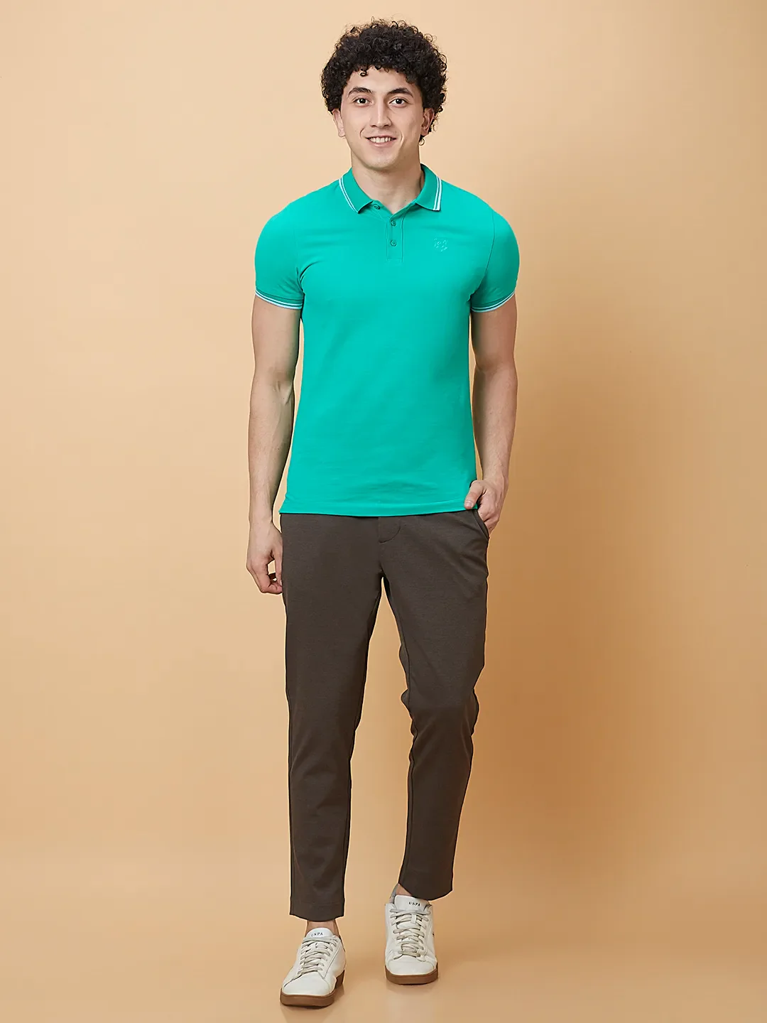 Brown Cropped fit Men's Chinos by Being Human Clothing - Image 2