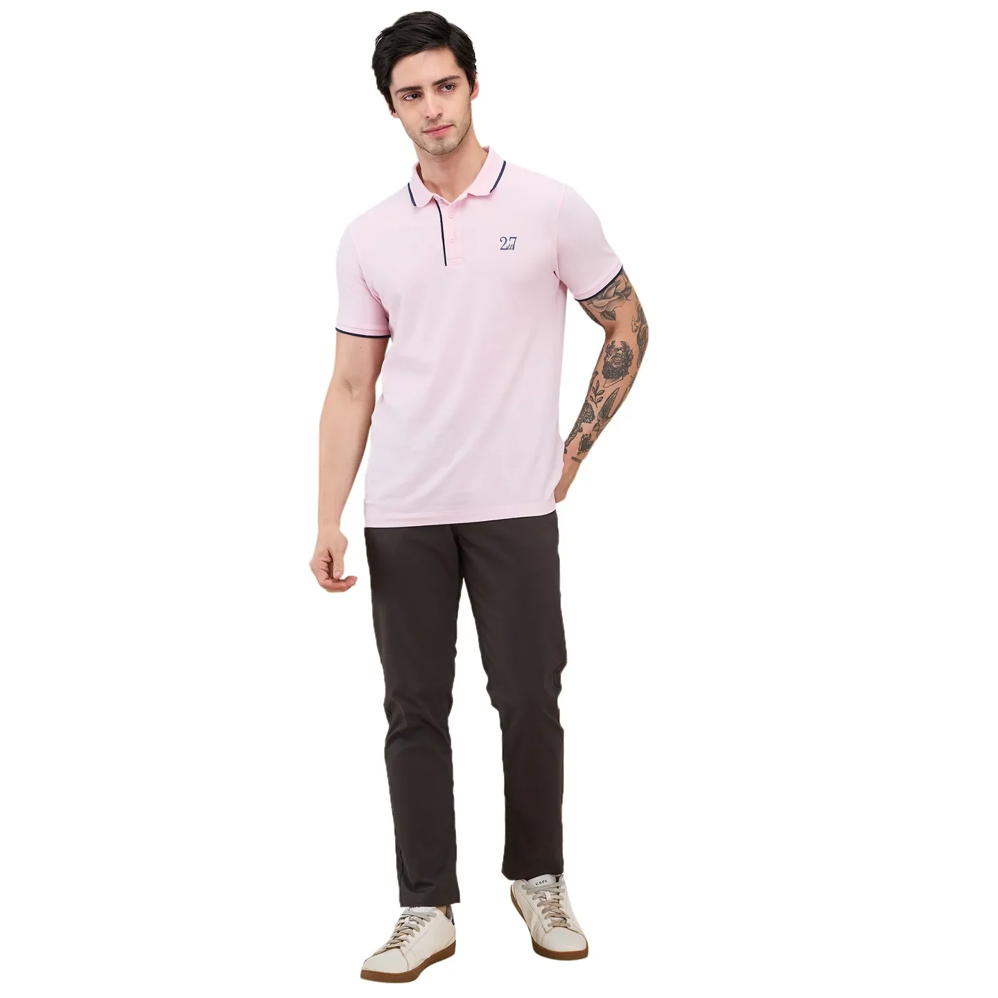 Charcoal Cropped Fit Chinos For Men By Being Human Clothing - Image 2