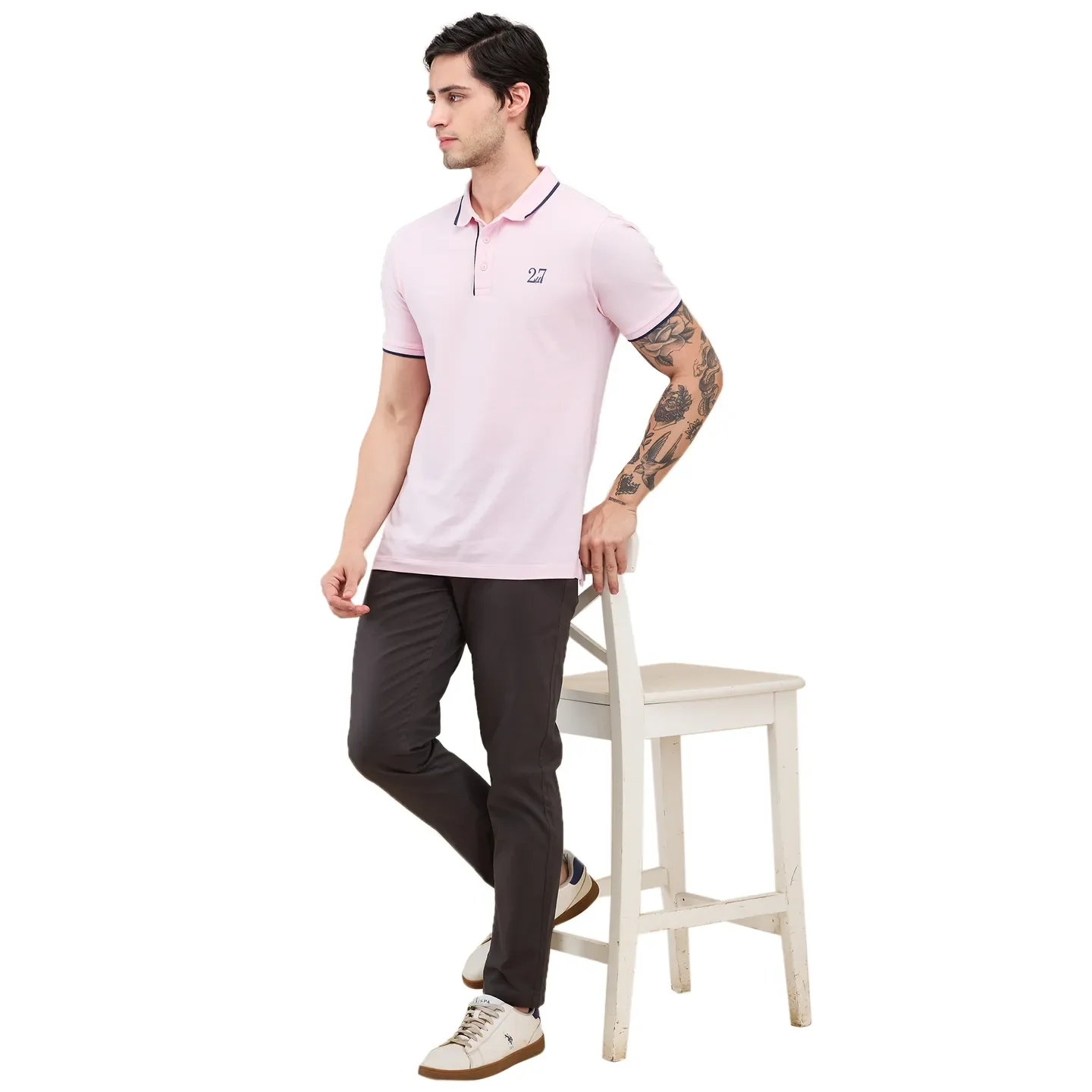 Charcoal Cropped Fit Chinos For Men By Being Human Clothing - Image 6