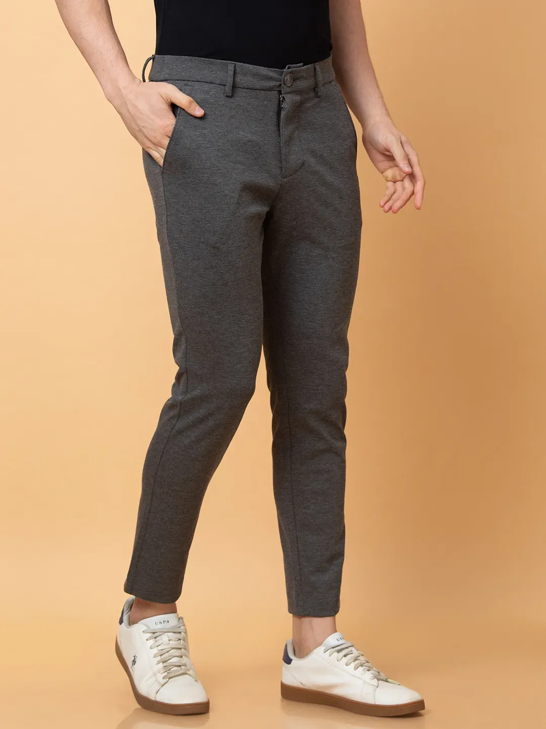 Grey Cropped fit Men's Chinos by Being Human Clothing - Image 4