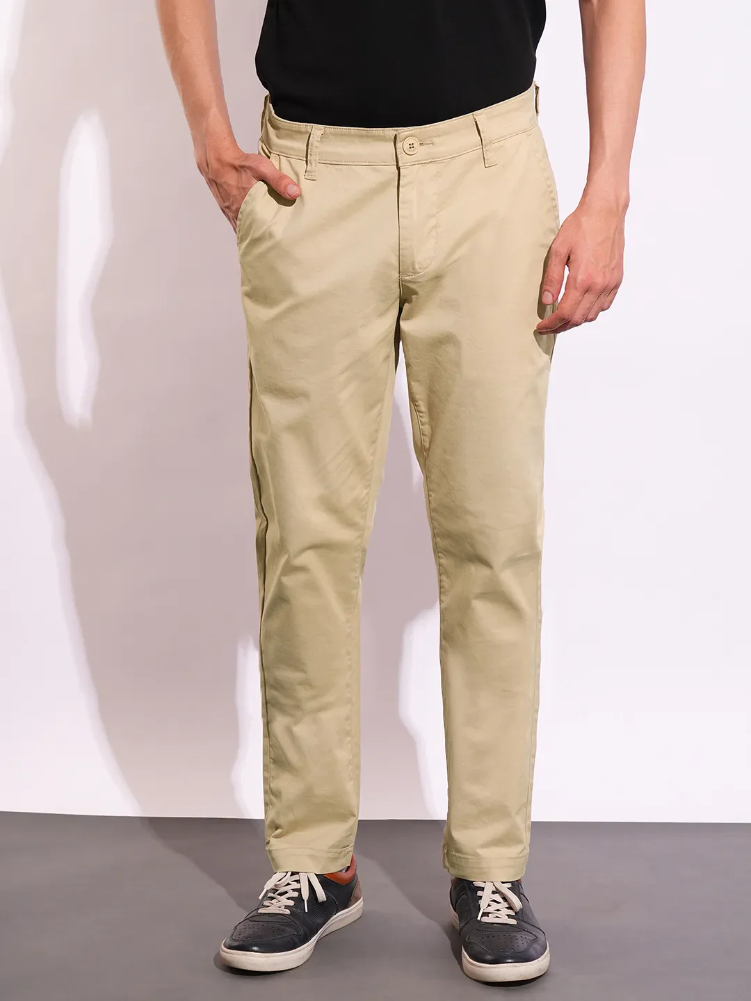 Beige Slim Fit Men's Chinos by Being Human Clothing