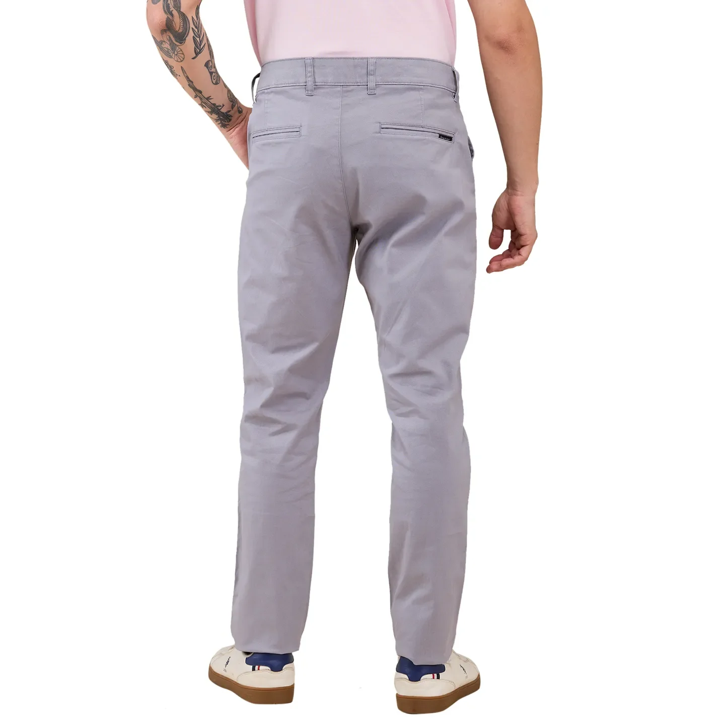 Grey Slim Fit Chinos For Men By Being Human Clothing - Image 3