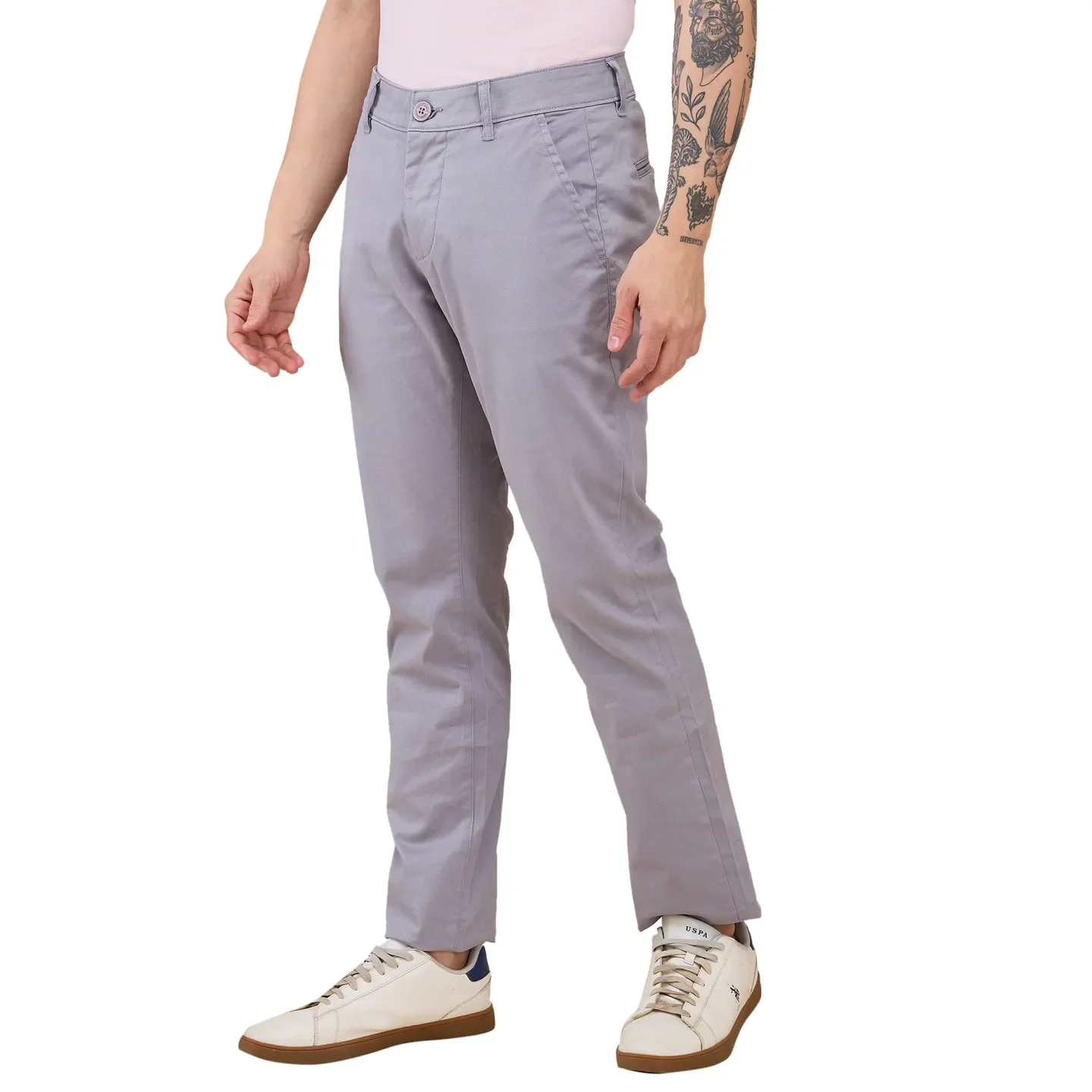 Grey Slim Fit Chinos For Men By Being Human Clothing - Image 4