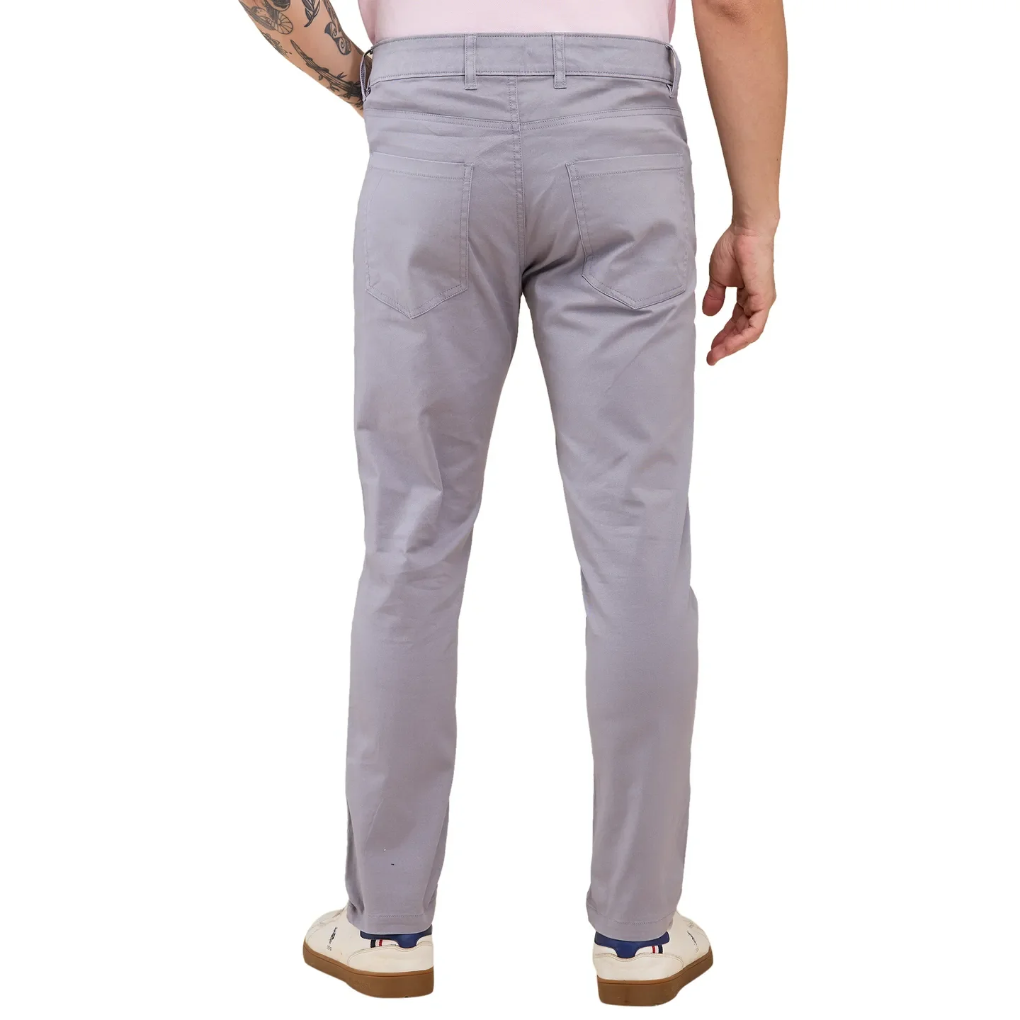 Grey Cropped Fit Chinos For Men By Being Human Clothing - Image 3