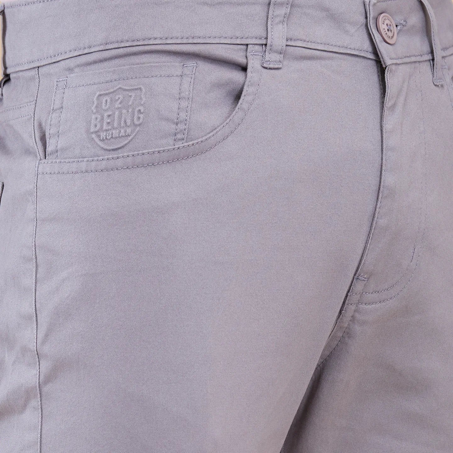 Grey Cropped Fit Chinos For Men By Being Human Clothing - Image 5
