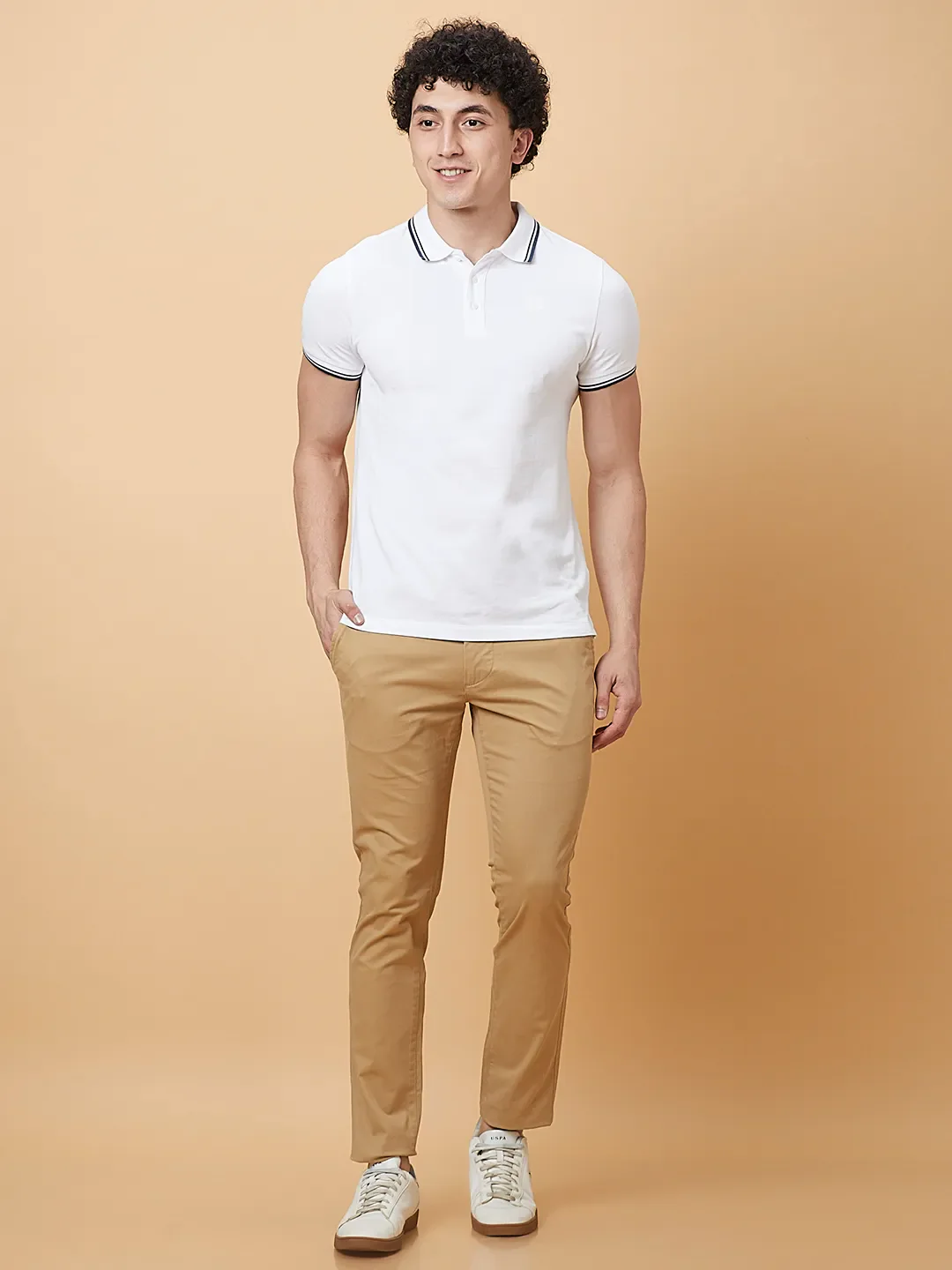 Khaki Slim Fit Chinos For Men By Being Human Clothing - Image 2