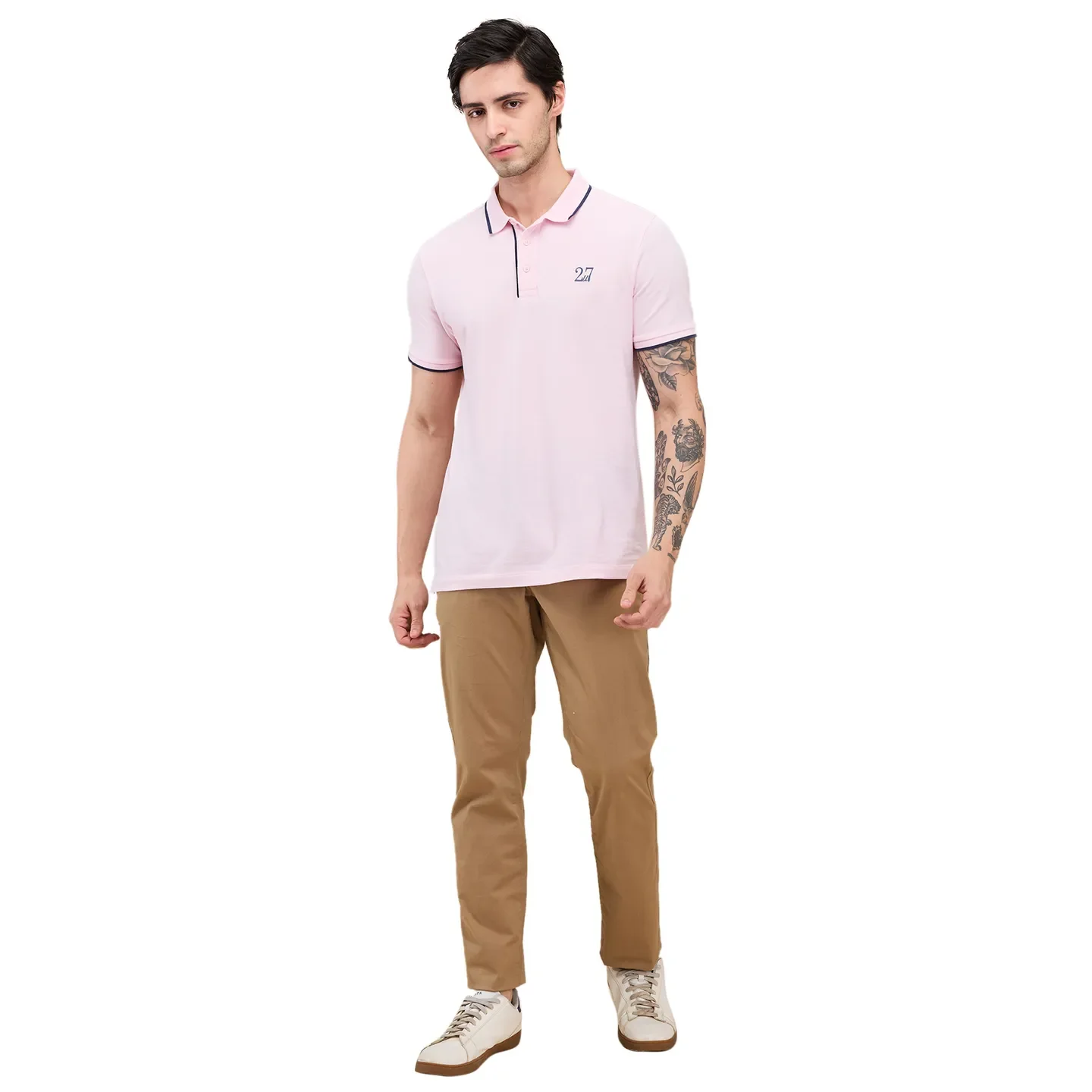Khaki Slim Fit Chinos For Men By Being Human Clothing - Image 2
