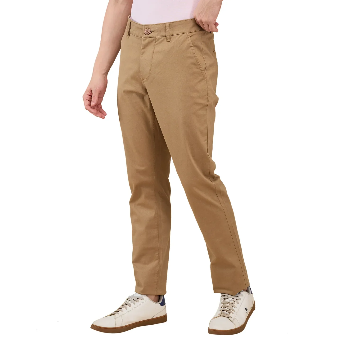 Khaki Slim Fit Chinos For Men By Being Human Clothing - Image 4