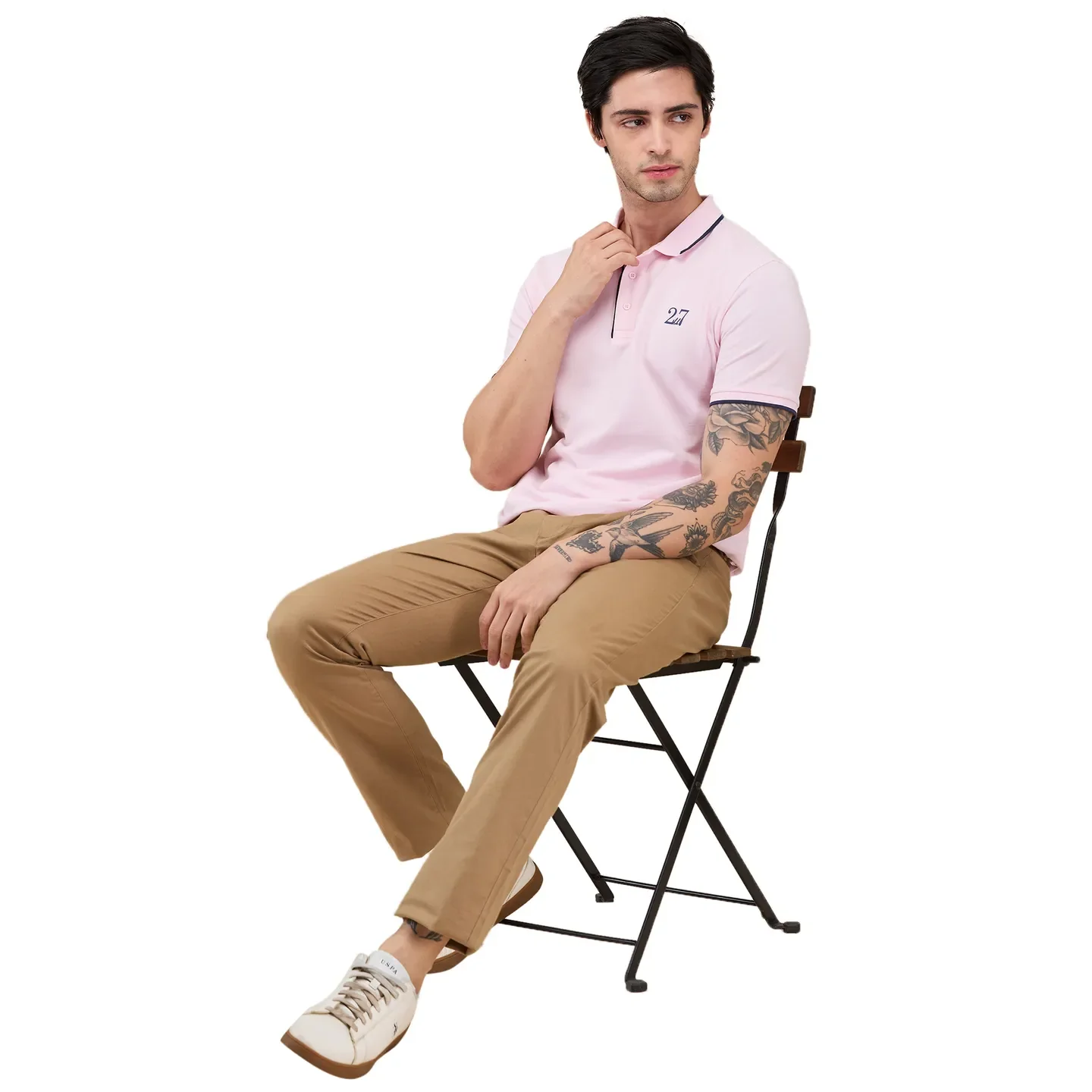 Khaki Slim Fit Chinos For Men By Being Human Clothing - Image 6