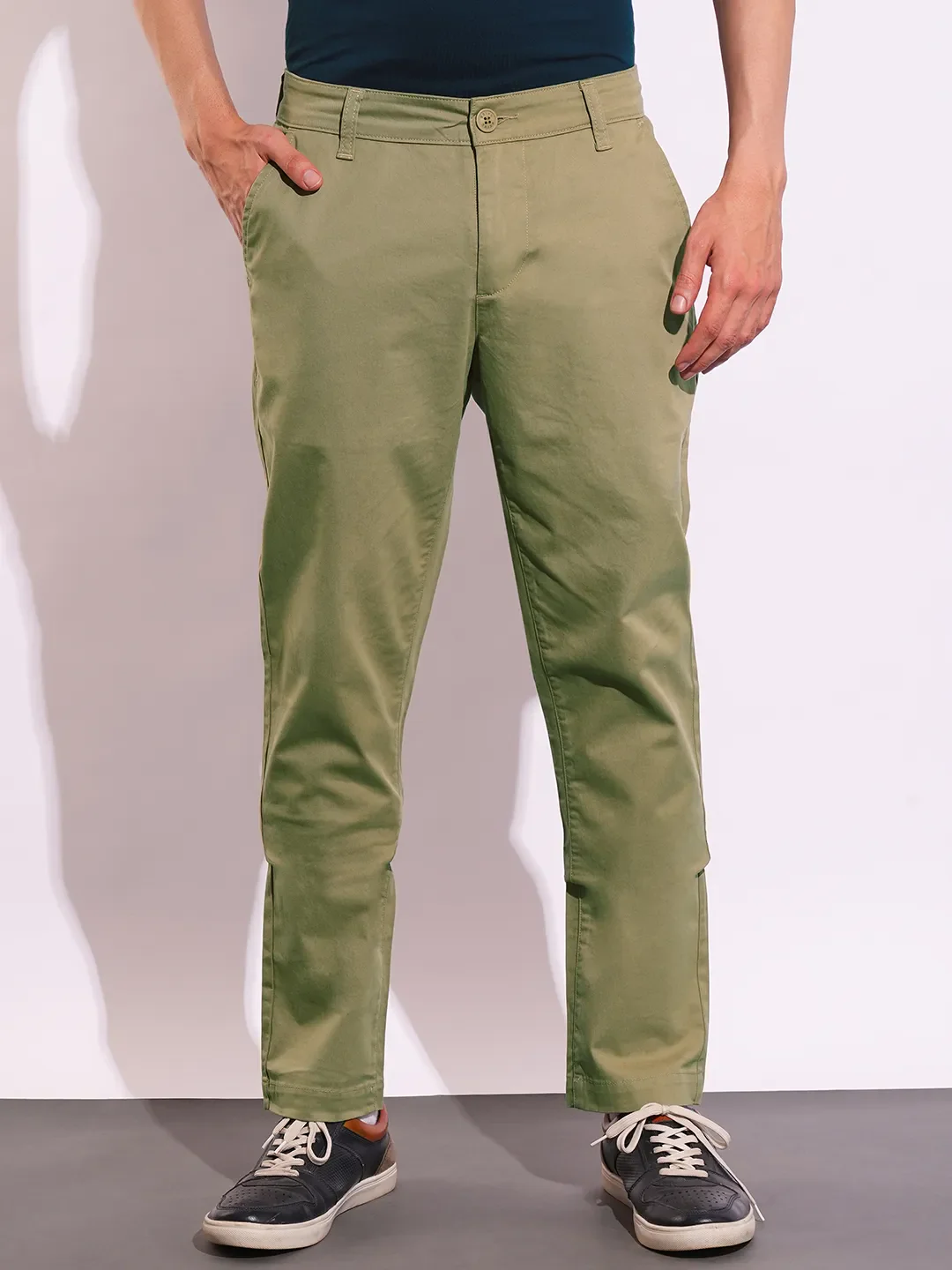 Khaki Slim Fit Men's Chinos by Being Human Clothing