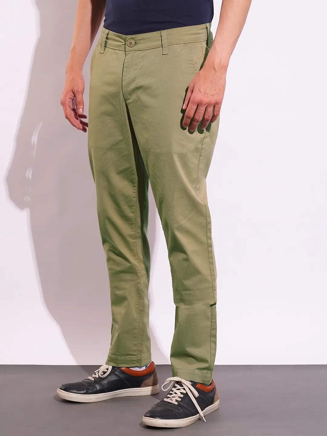 Khaki Slim Fit Men's Chinos by Being Human Clothing - Image 2