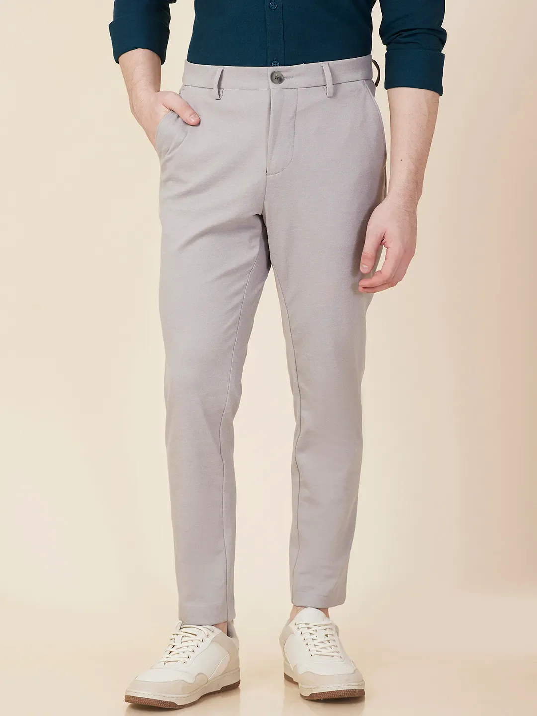 Grey Cropped Fit Men's Chinos by Being Human Clothing - Image 3