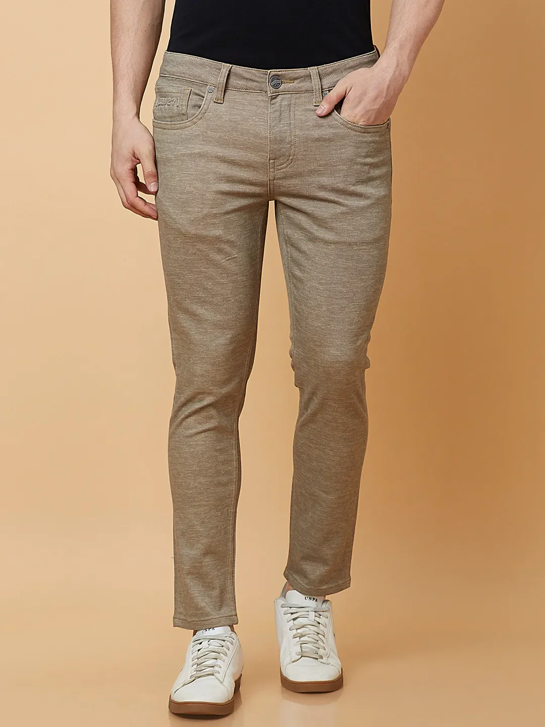 Olive Cropped fit Men's Chinos by Being Human Clothing - Image 2