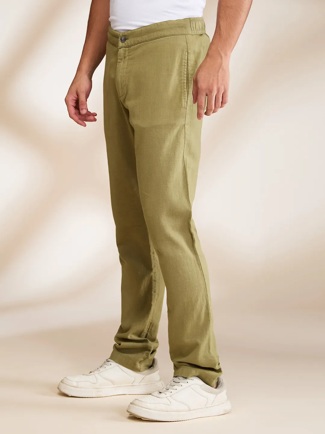 Olive Regular Fit Cargo For Men By Being Human Clothing - Image 4