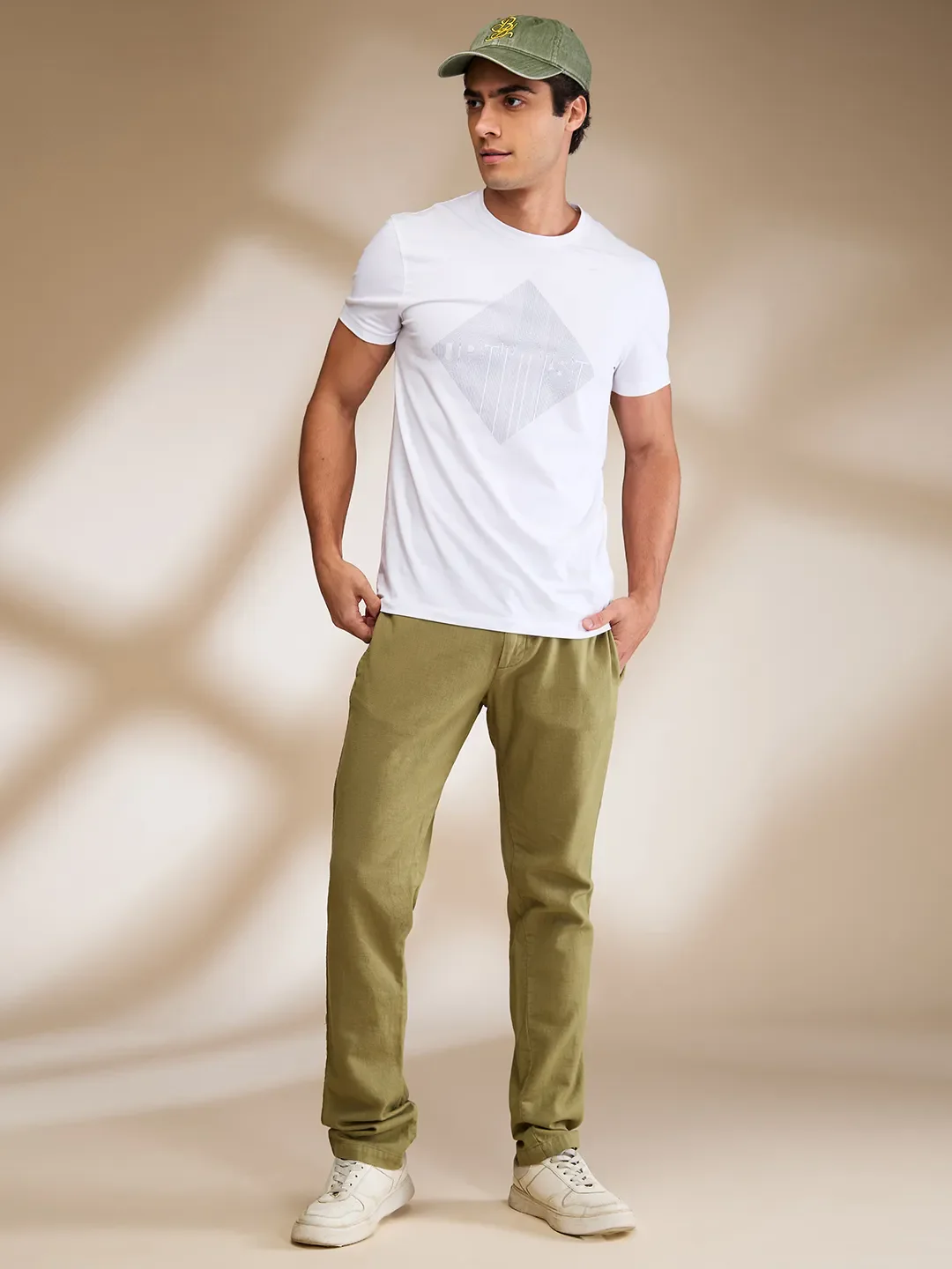 Olive Regular Fit Cargo For Men By Being Human Clothing - Image 6