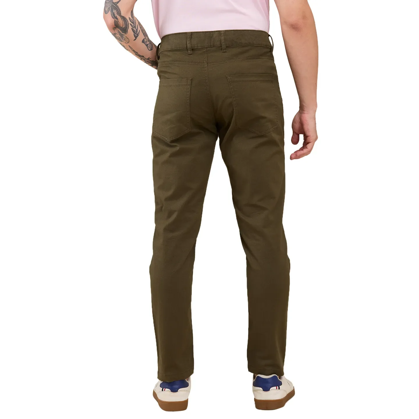 Olive Cropped Fit Chinos For Men By Being Human Clothing - Image 3