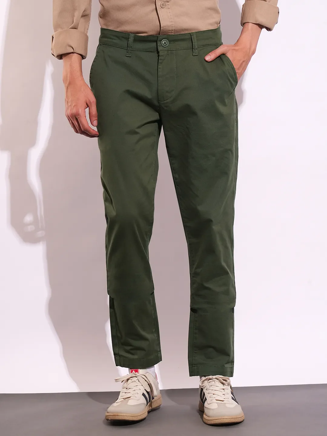 Olive Slim Fit Men's Chinos by Being Human Clothing