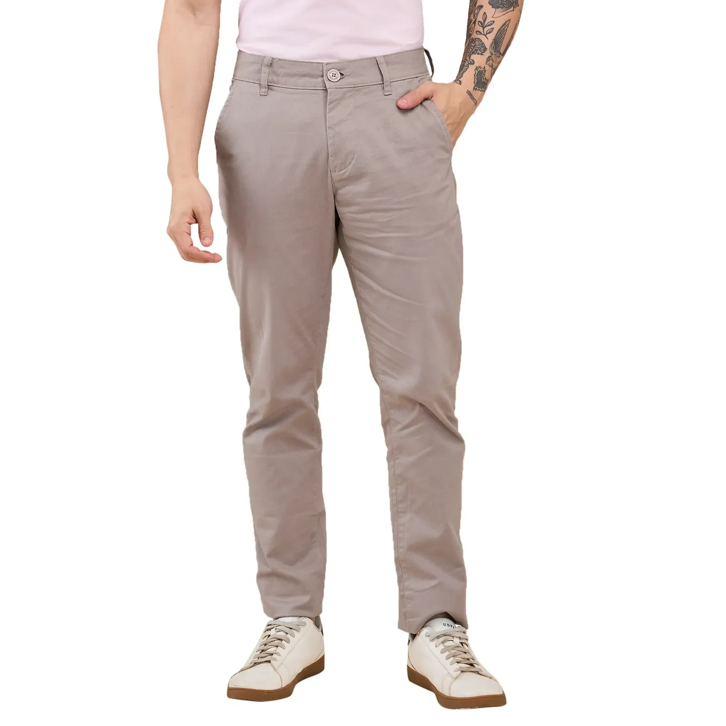 Grey Slim Fit Men's Chinos by Being Human Clothing