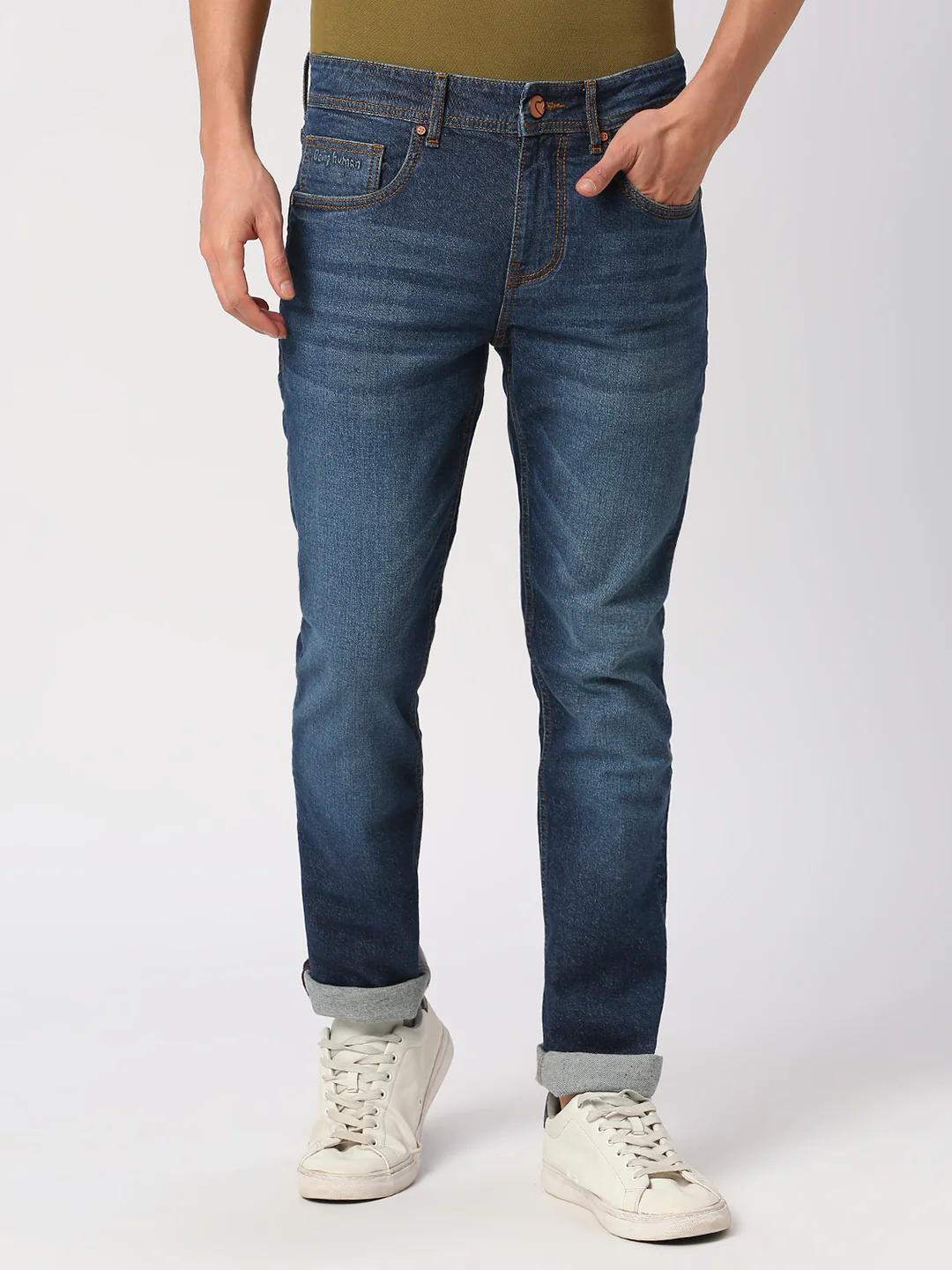 Blue Slim Straight Fit Denims For Men By Being Human Clothing