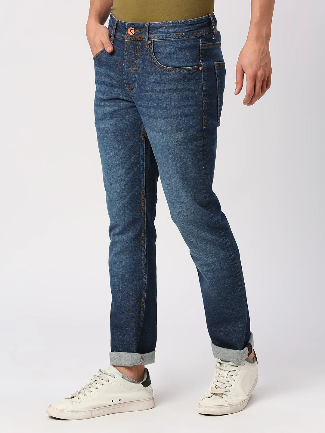 Blue Slim Straight Fit Denims For Men By Being Human Clothing - Image 2
