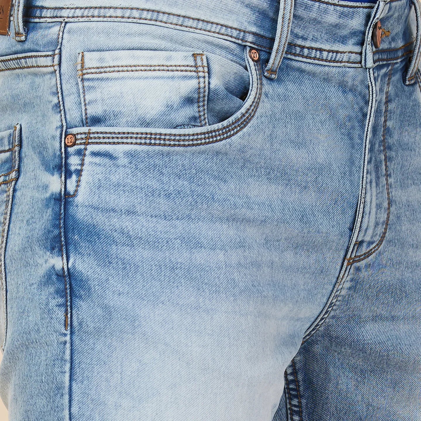 Blue Straight Fit Denims For Men By Being Human Clothing - Image 5