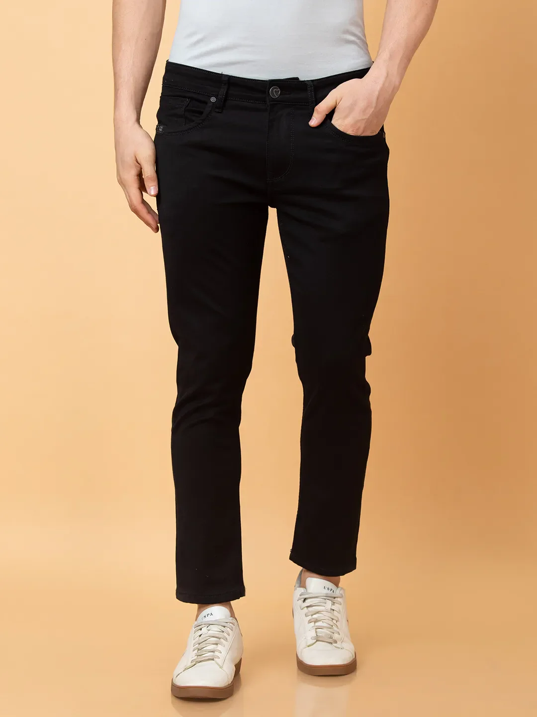 Black Cropped fit Men's Denims by Being Human Clothing