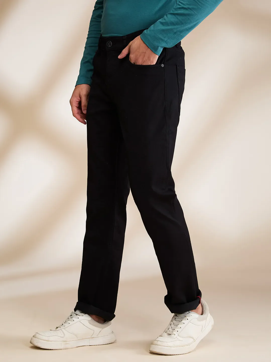 Black Straight Fit Men's Denims by Being Human Clothing - Image 5