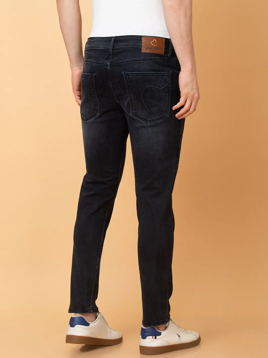 Black Cropped fit Men's Denims by Being Human Clothing - Image 3