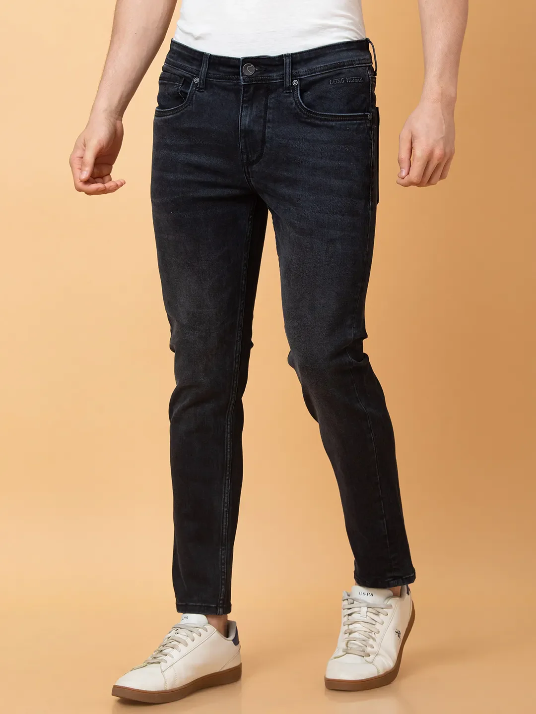 Black Cropped fit Men's Denims by Being Human Clothing - Image 4