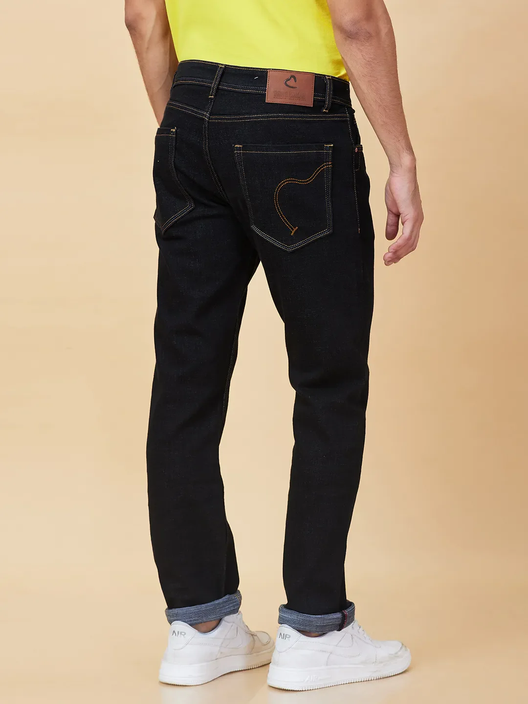 Black Straight Fit Men's Denims by Being Human Clothing - Image 3