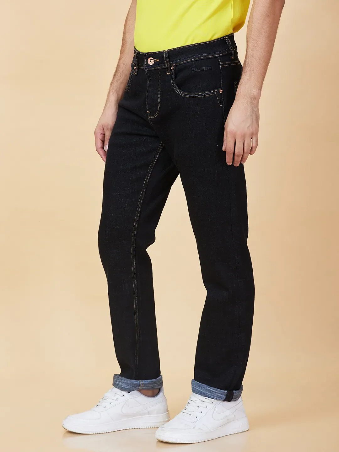 Black Straight Fit Men's Denims by Being Human Clothing - Image 4