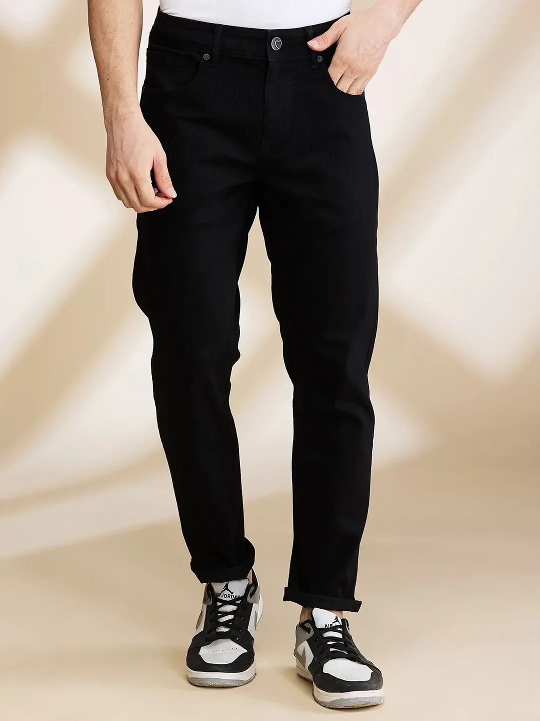 Black Cropped fit Men's Denims by Being Human Clothing