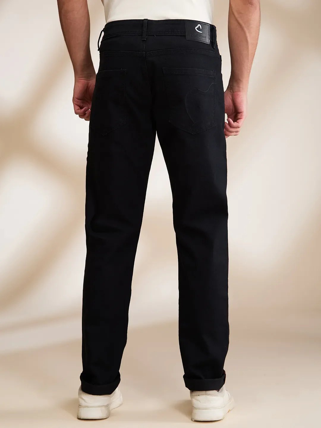 Black Slim Fit Denims For Men By Being Human Clothing - Image 3