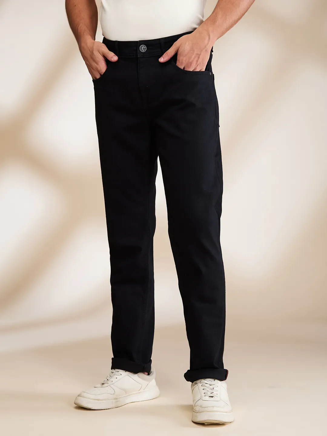 Black Slim Fit Denims For Men By Being Human Clothing - Image 4