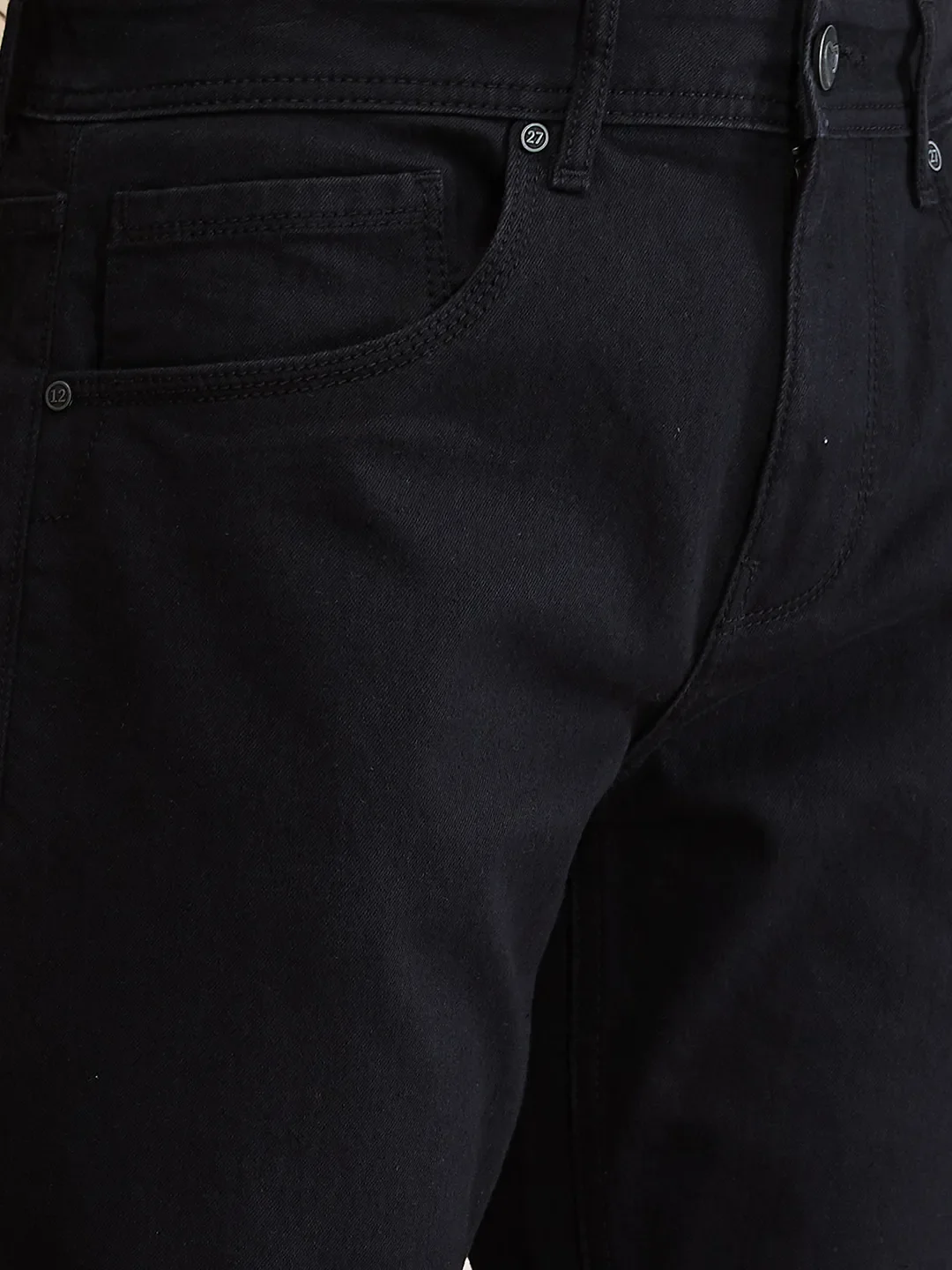 Black Slim Fit Denims For Men By Being Human Clothing - Image 5