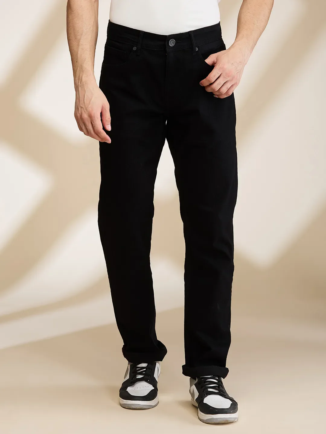 Black Straight Fit Men's Denims by Being Human Clothing