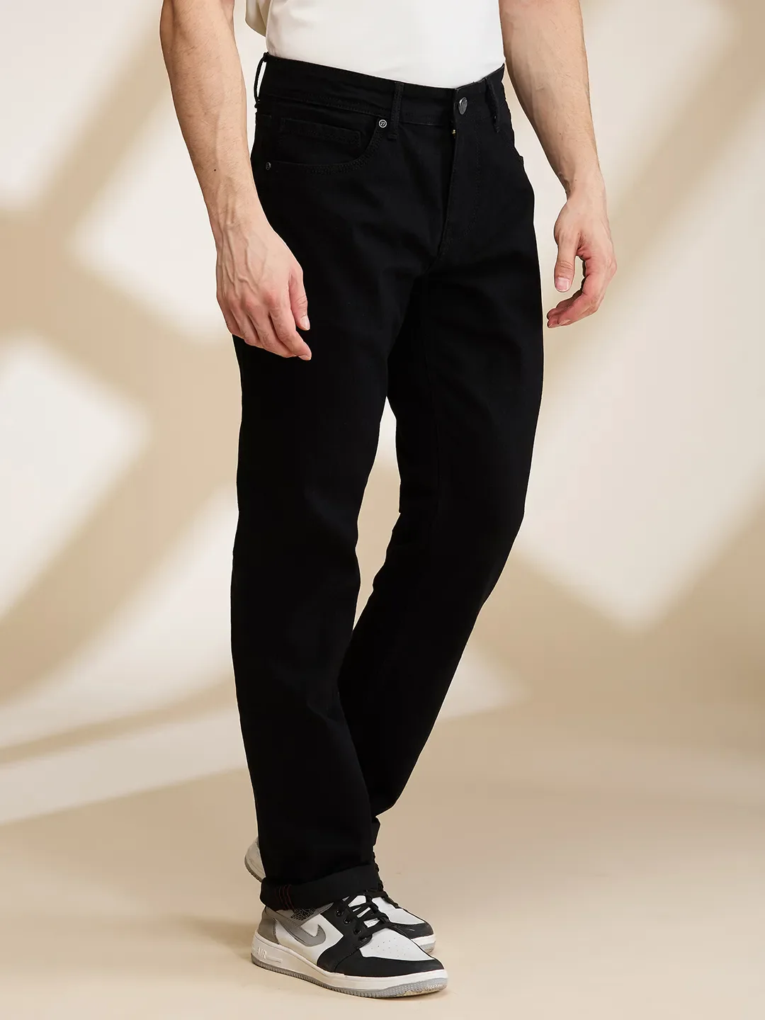 Black Straight Fit Men's Denims by Being Human Clothing - Image 4