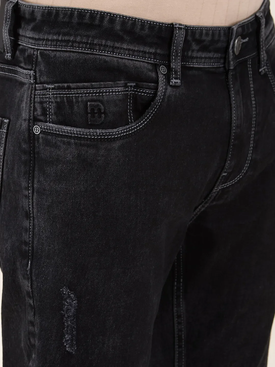 Black Skinny Fit Denims For Men By Being Human Clothing - Image 5