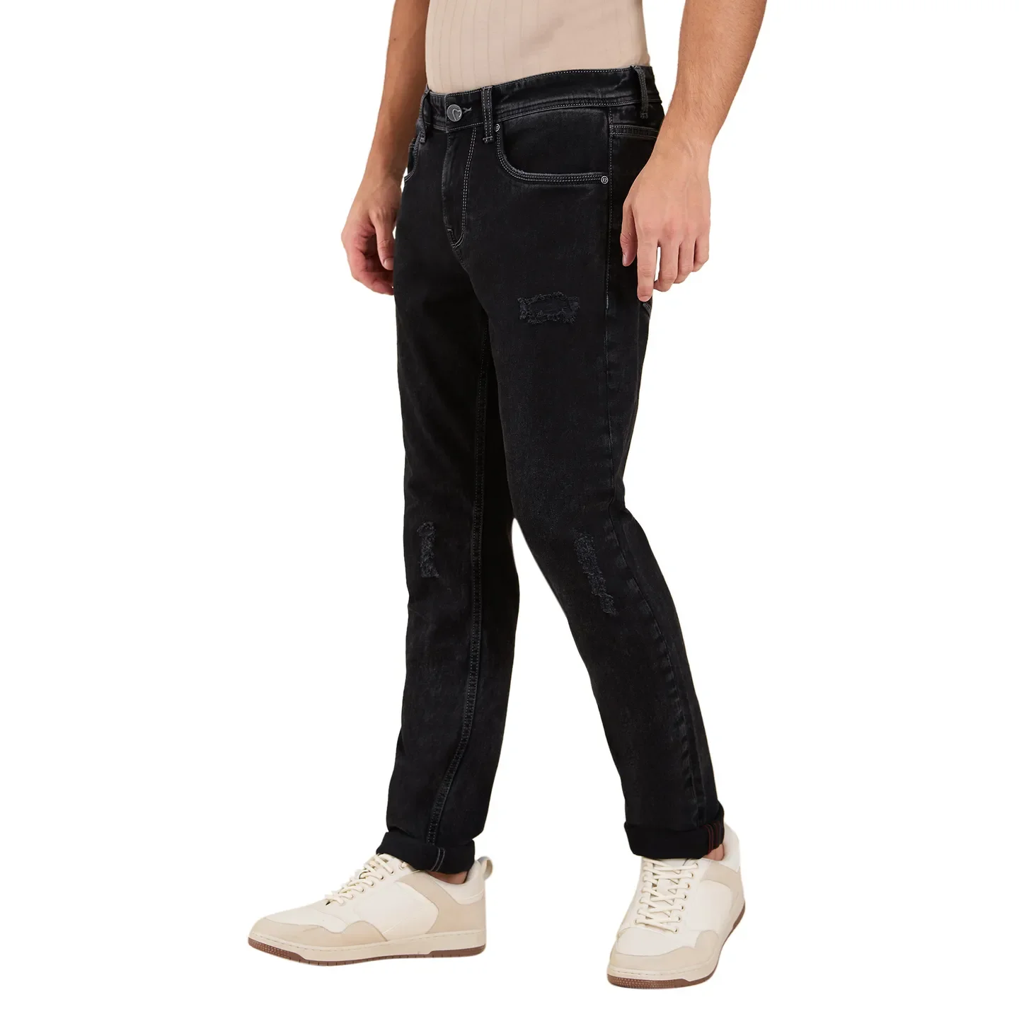 Black Anti Fit Denims For Men By Being Human Clothing - Image 4