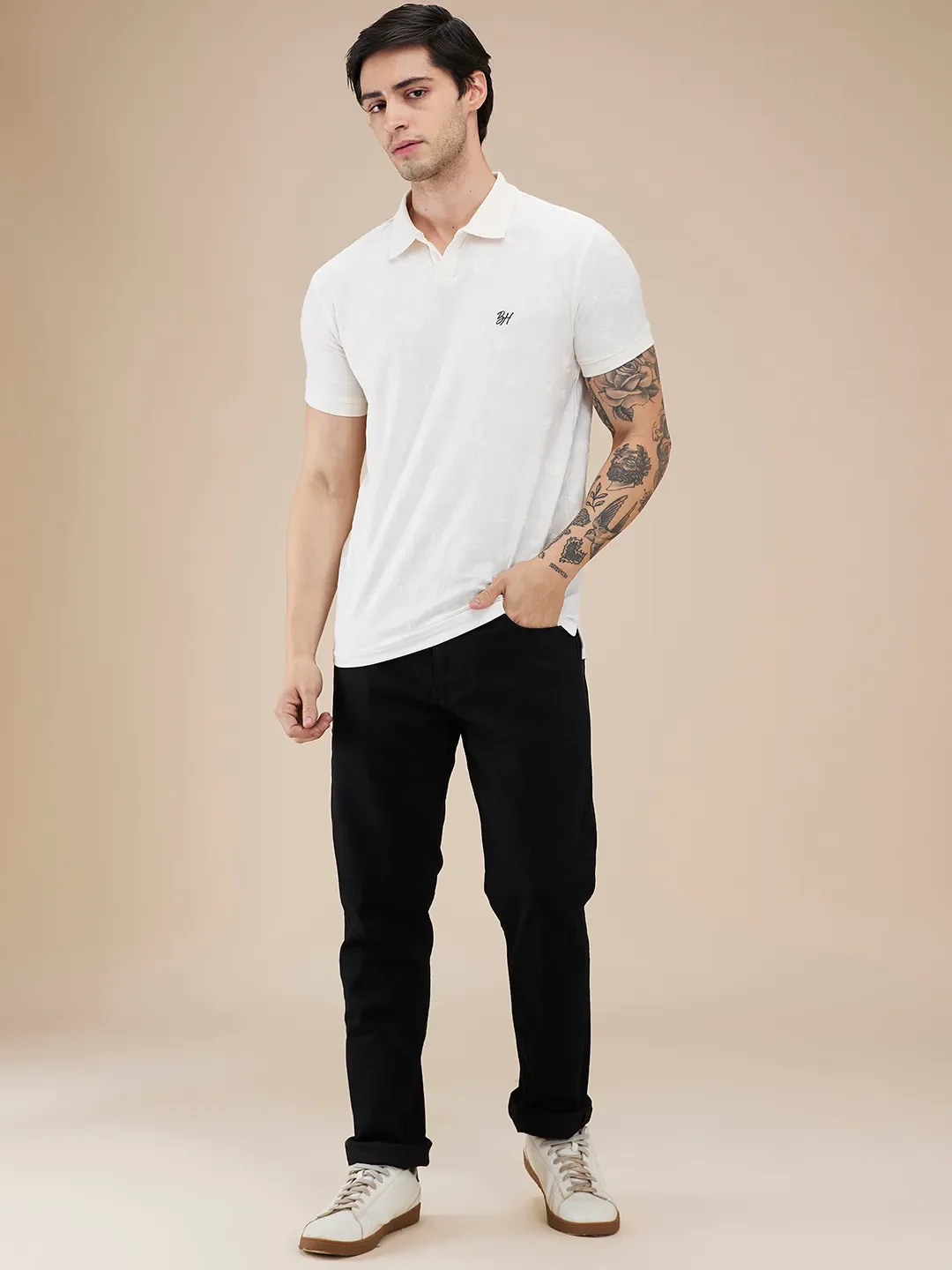 Black Slim Fit Denims For Men By Being Human Clothing - Image 2