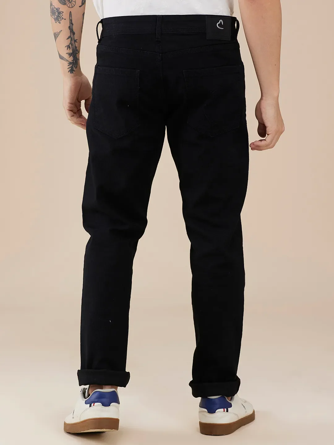 Black Slim Fit Denims For Men By Being Human Clothing - Image 3