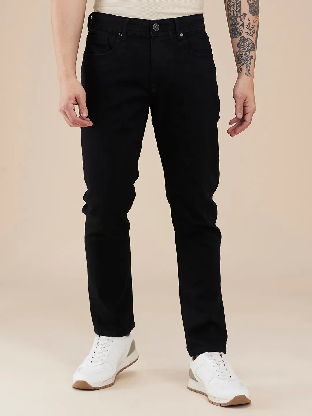 Black Cropped Fit Men's Denims by Being Human Clothing
