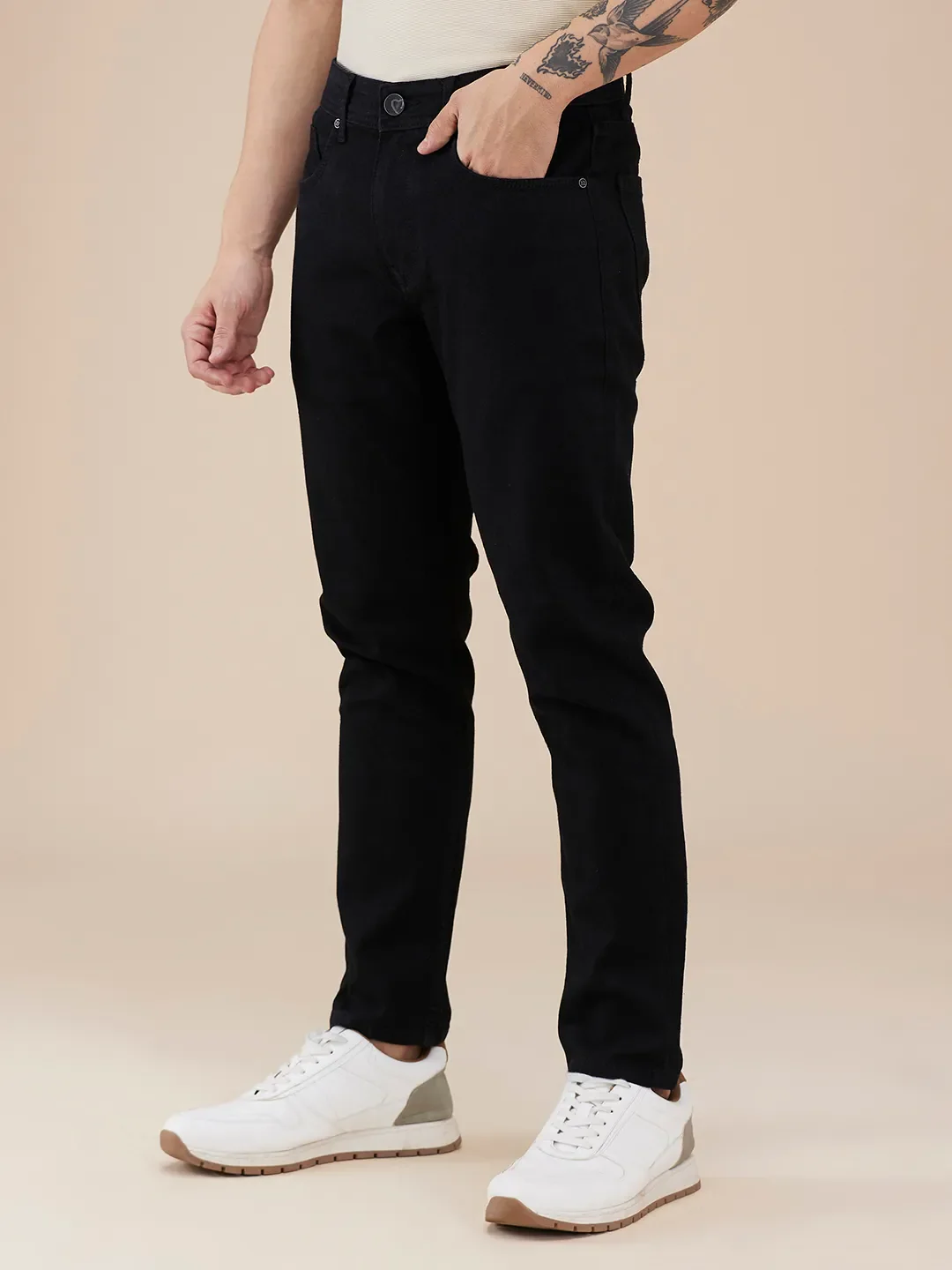 Black Cropped Fit Men's Denims by Being Human Clothing - Image 4