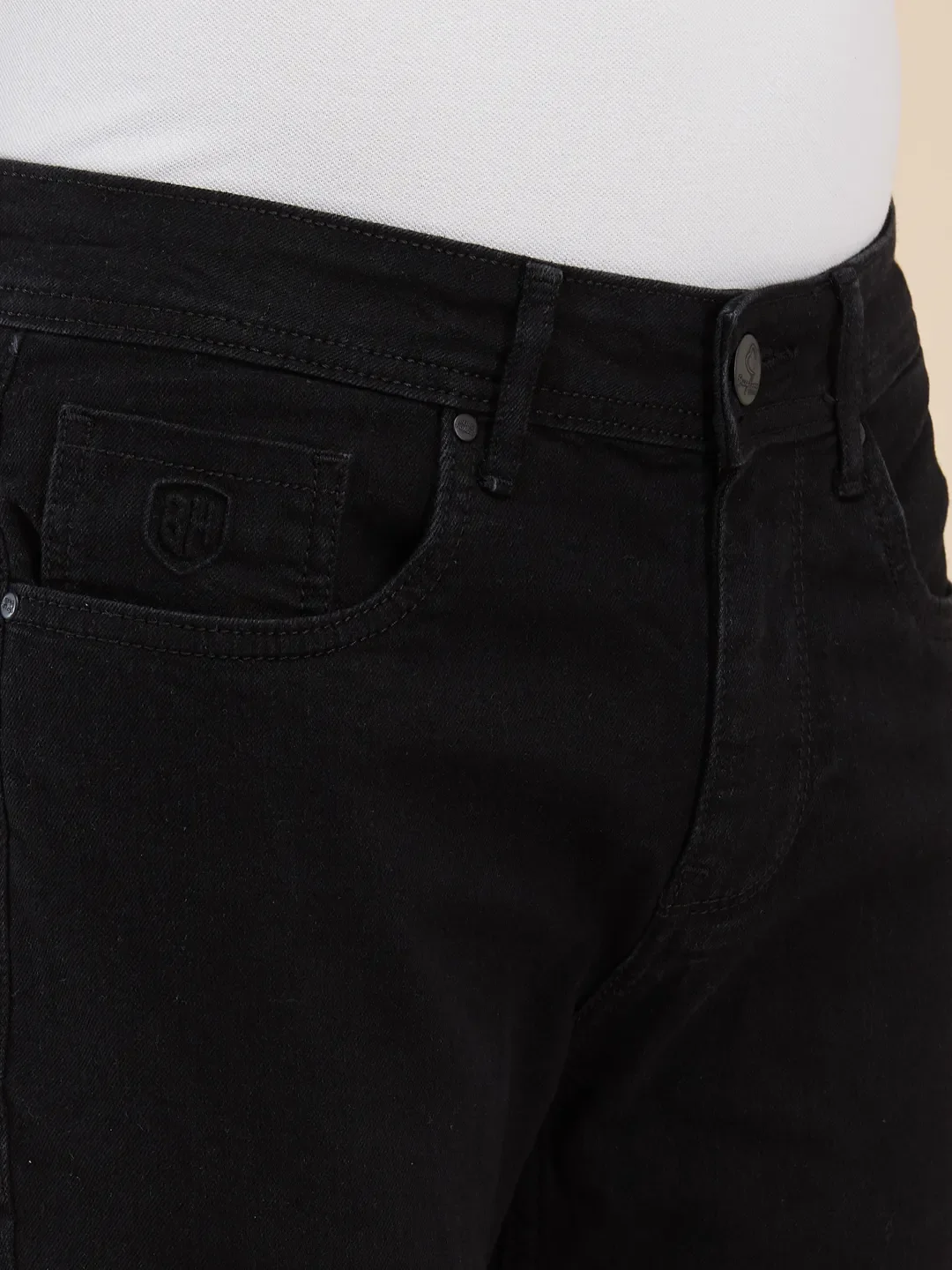 Black Slim Fit Men's Denims by Being Human Clothing - Image 5