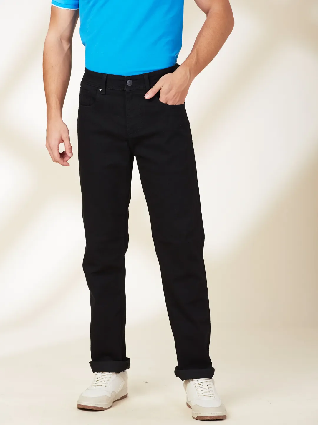 Black Straight Fit Men's Denims by Being Human Clothing